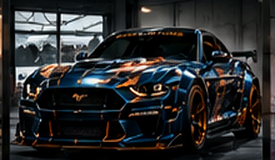 Custom-painted Ford Mustang widebody performance build concept