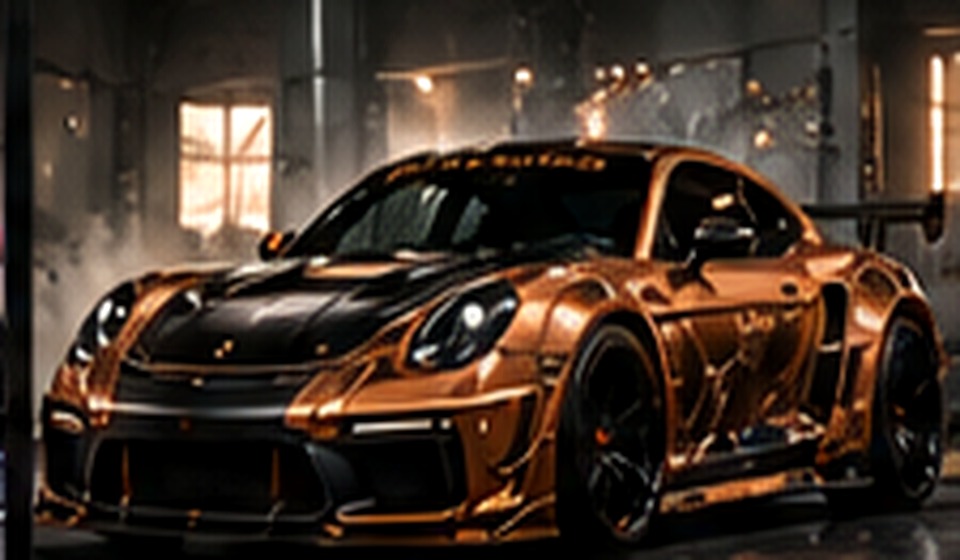 Copper and black Porsche 911 GT widebody custom build concept